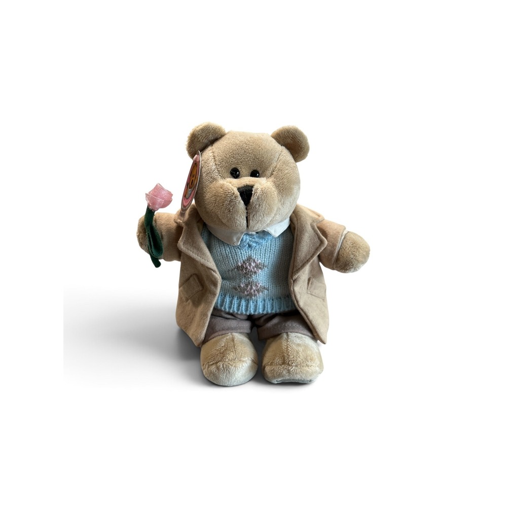 Starbucks Bearista Bear 2006 45th Edition Plush Trench Coat Argyle Sweater Rose